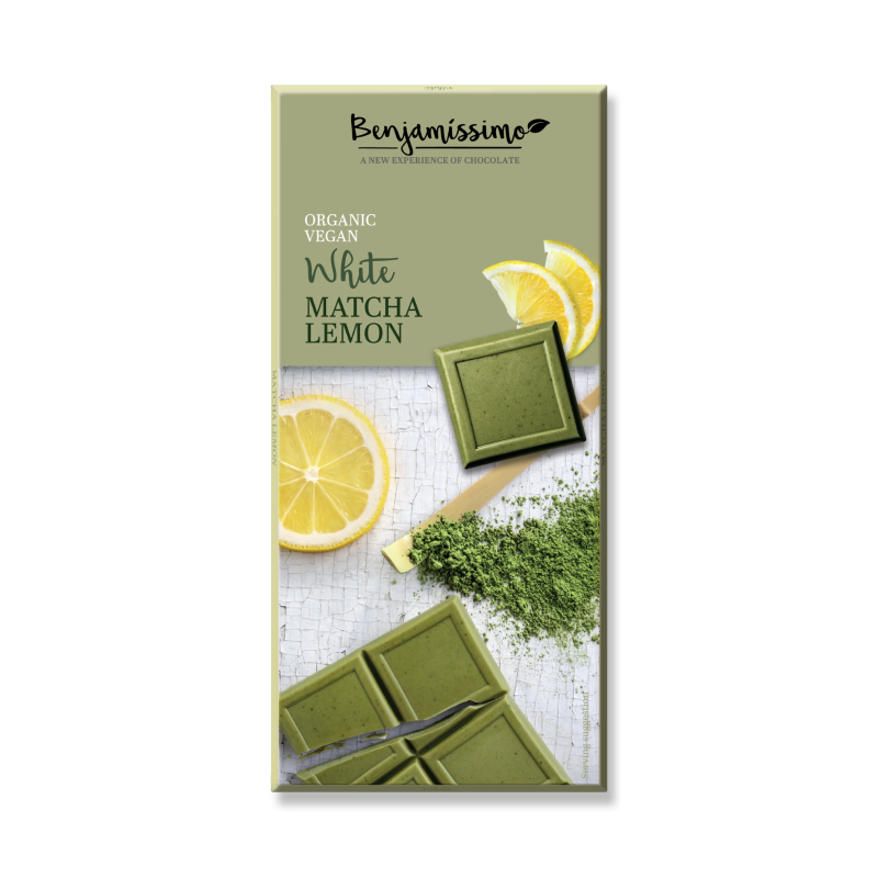 Bílá čokoláda s matcha a citronem